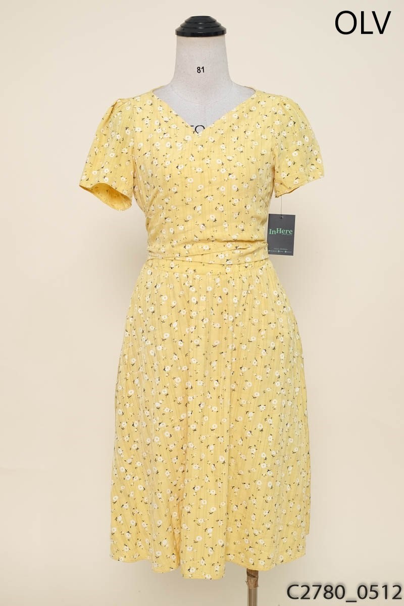 OLV BOUTIQUE - Đầm vàng hoa nhí
