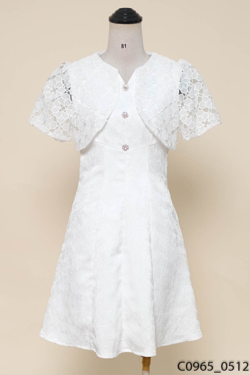 TG DESIGN- Đầm trắng khuy đá