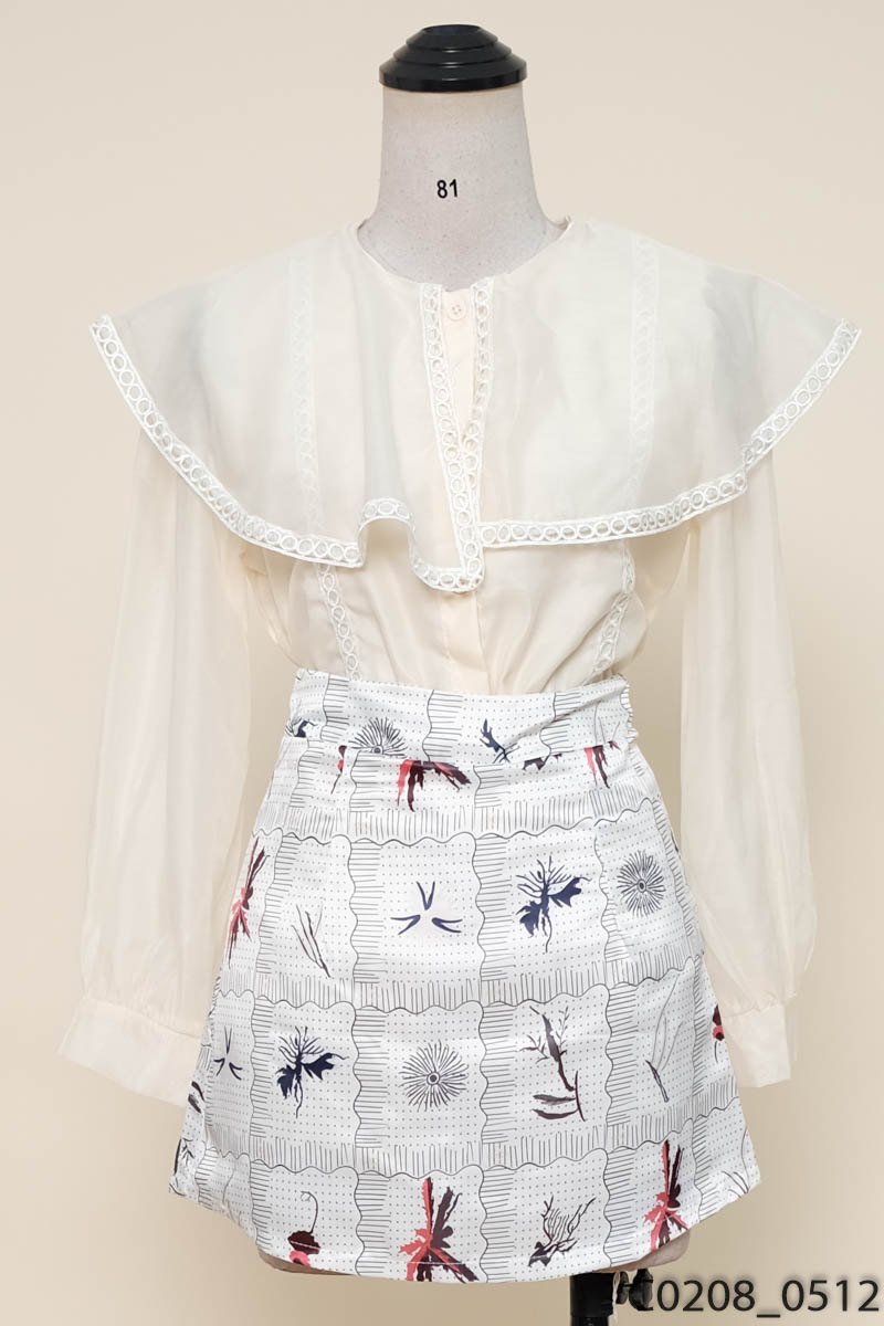 DT ROSE- Set áo be + chân váy trắng New Tags