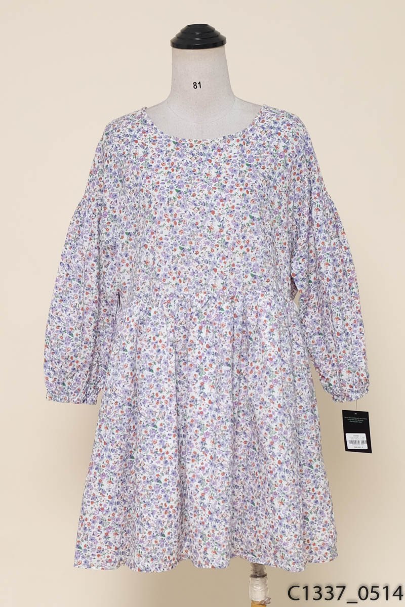 THE GIRLY- Đầm babydoll hoa tím New Tags