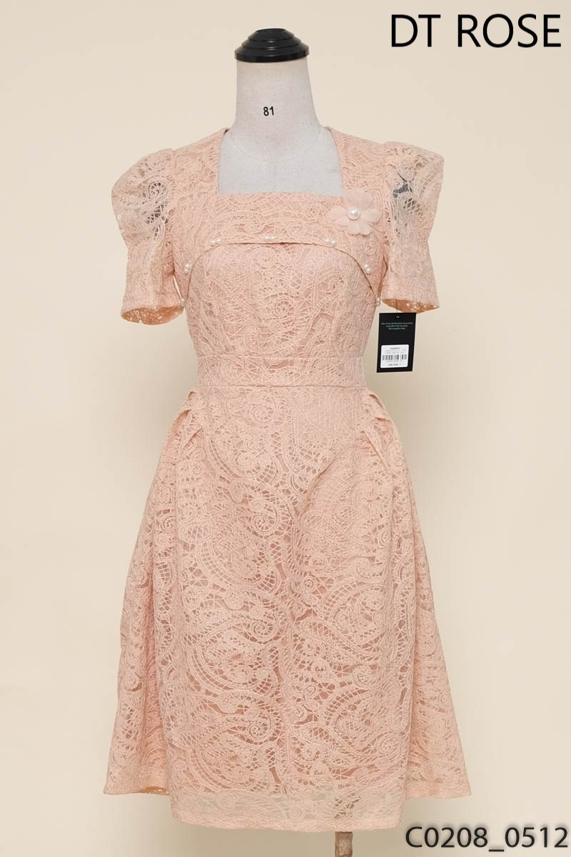 DT ROSE - Đầm be hồng cộc tay
