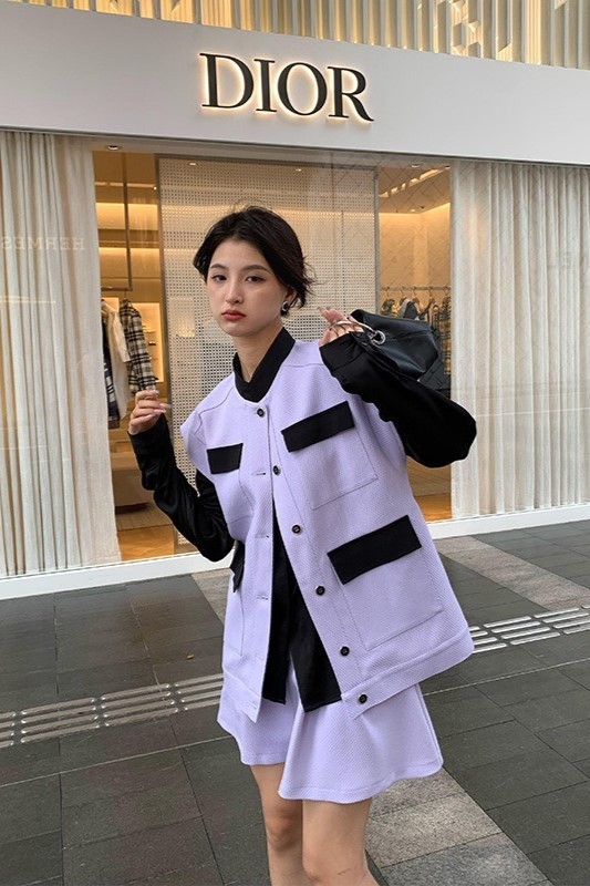 NEIHE - Chân váy tím phối đen New Tags