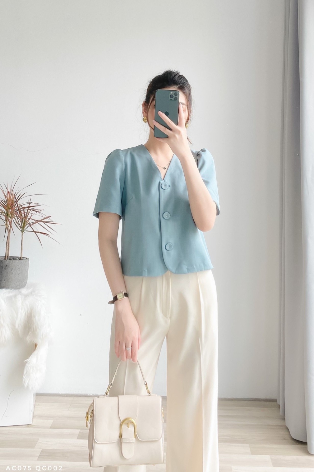 Áo xanh cộc tay Calie House