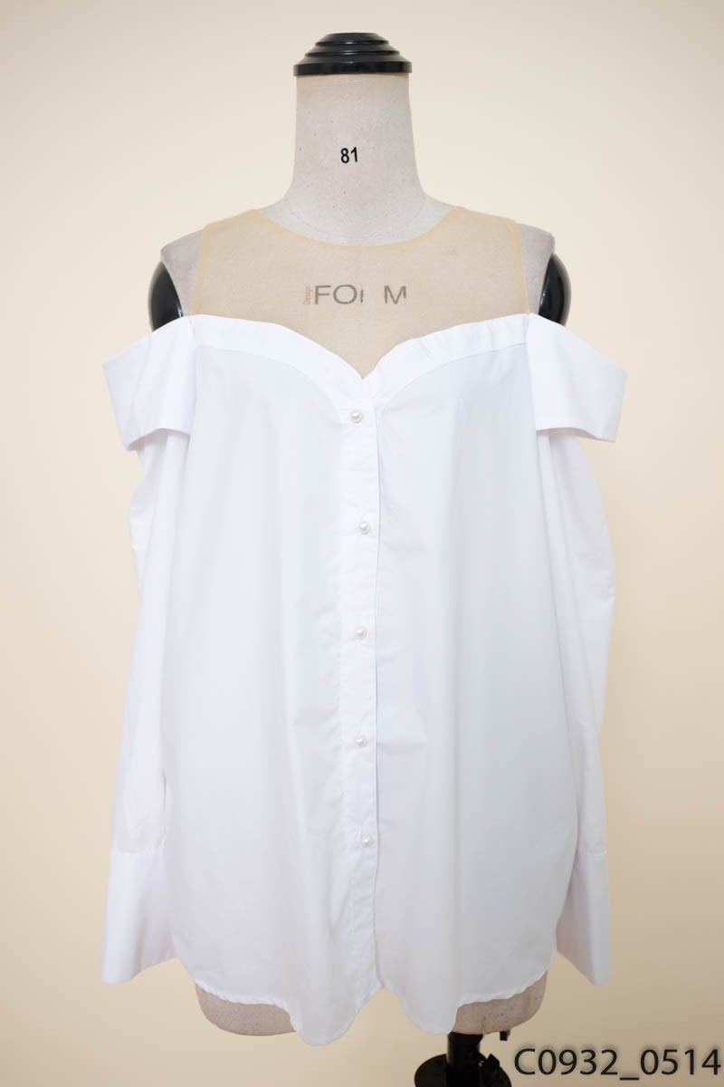 Áo trắng phối lưới be