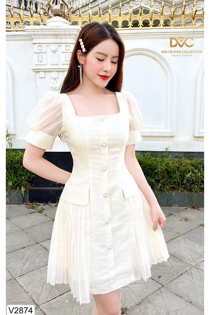 DVC- Đầm be phối voan