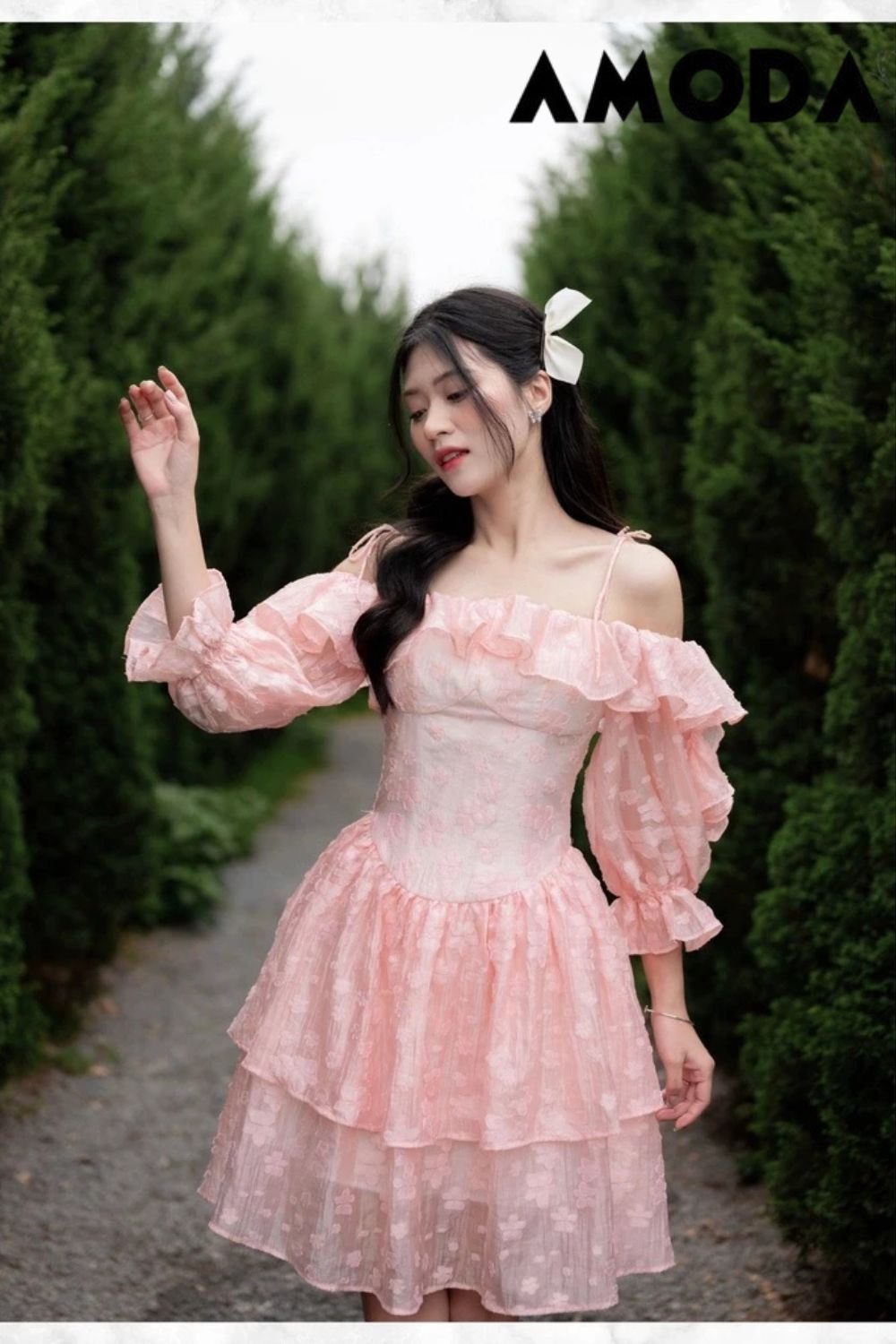 AMODA- Đầm hồng hoa