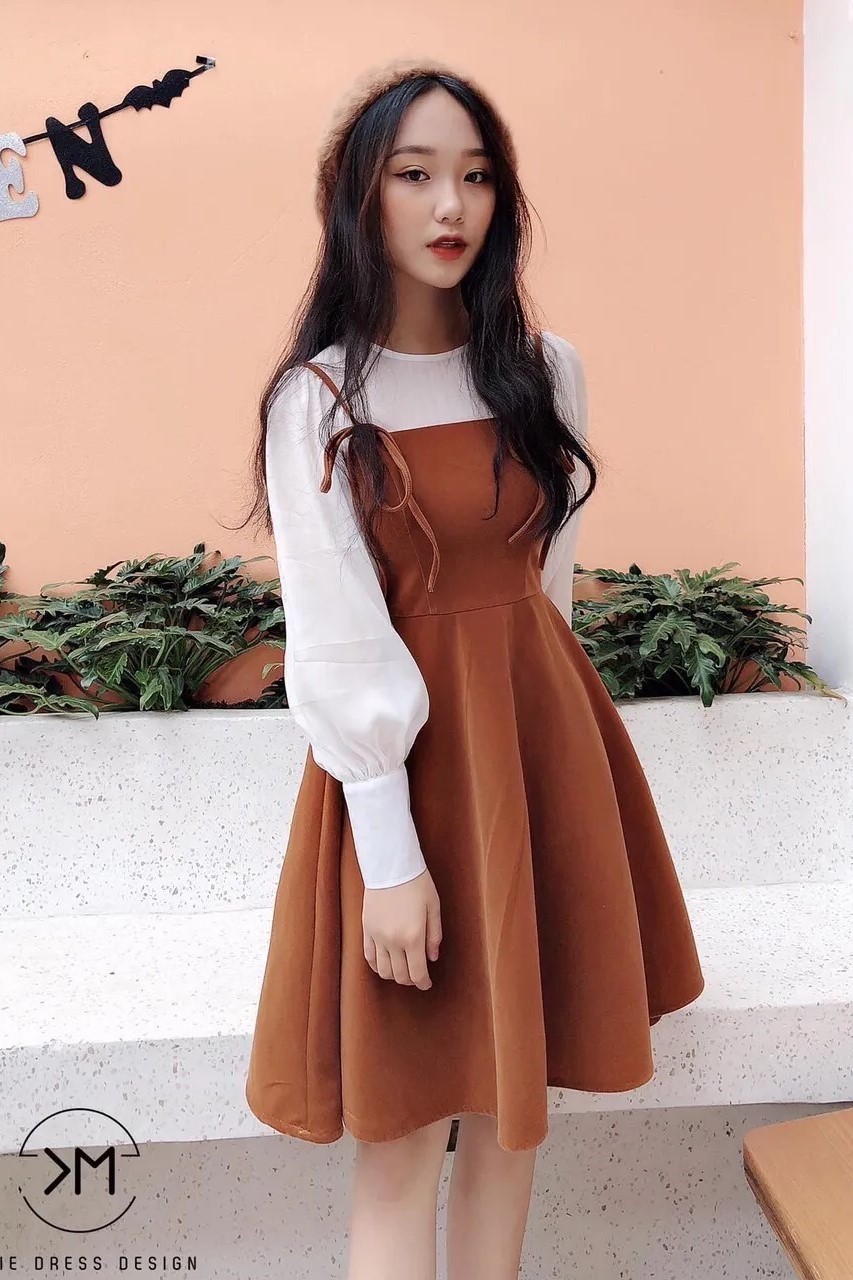 KYMIE- Đầm nhung nâu