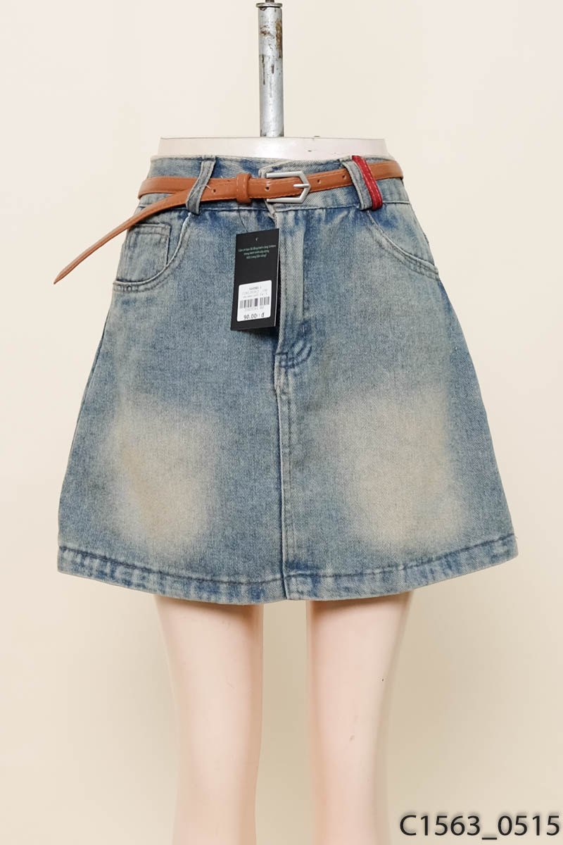 Chân váy jeans xanh phai