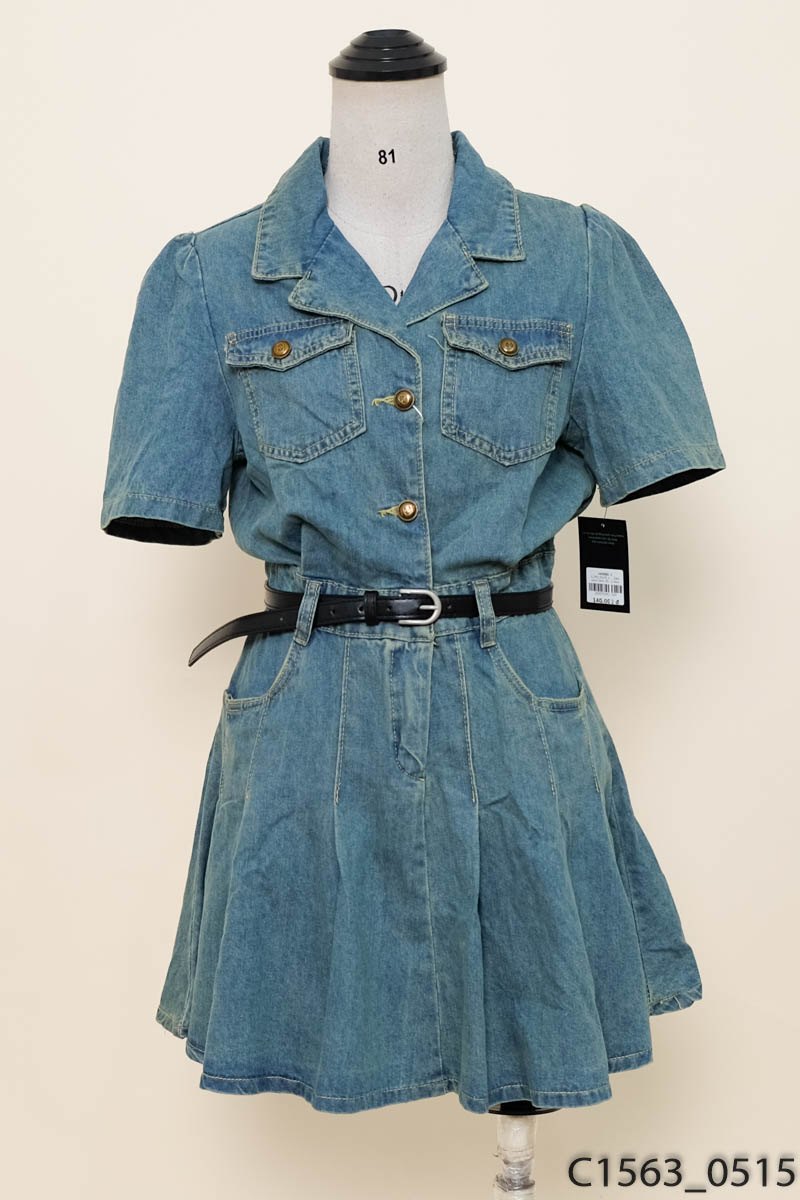 Đầm jeans xanh cộc tay New Tags