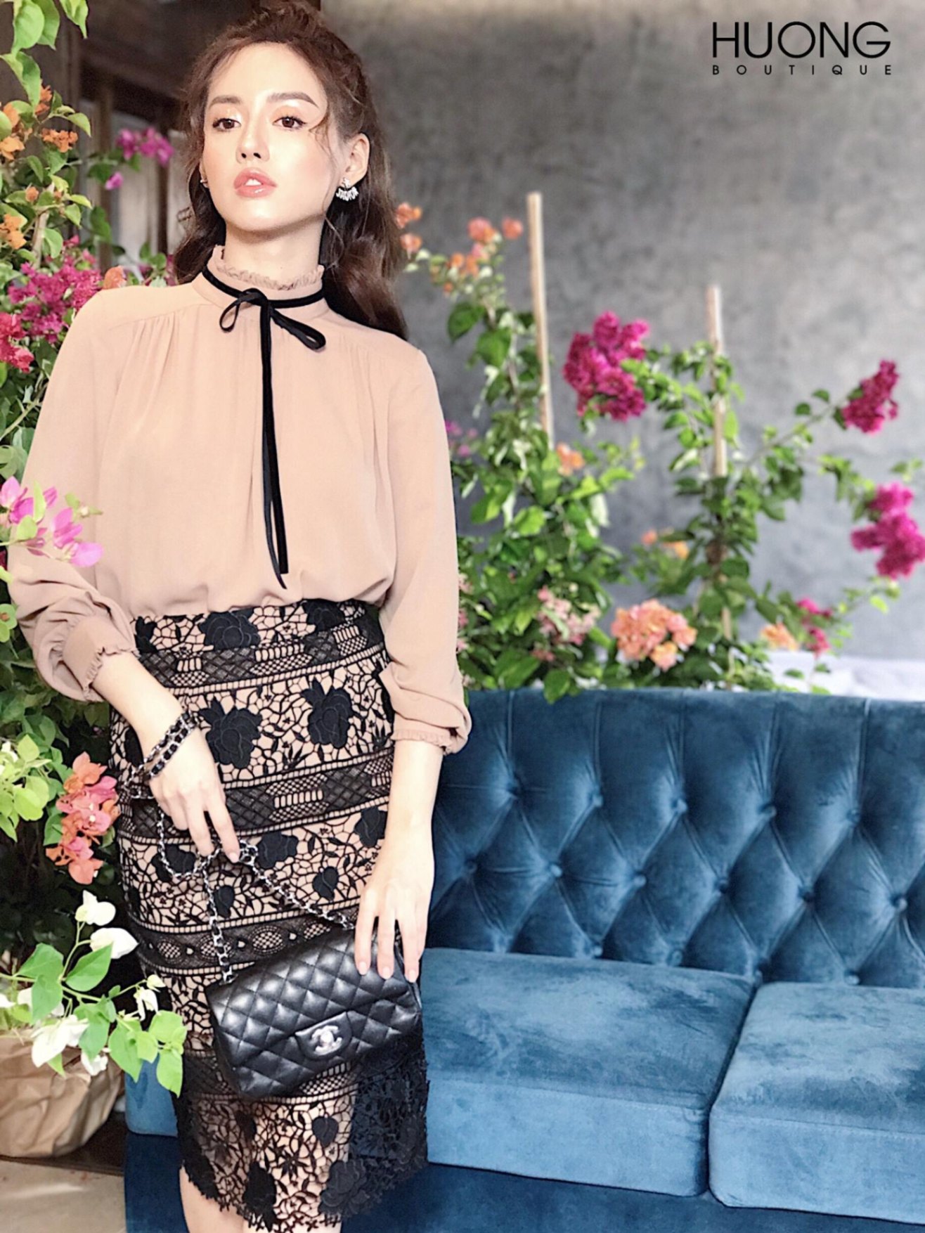 Áo nâu Huong Boutique