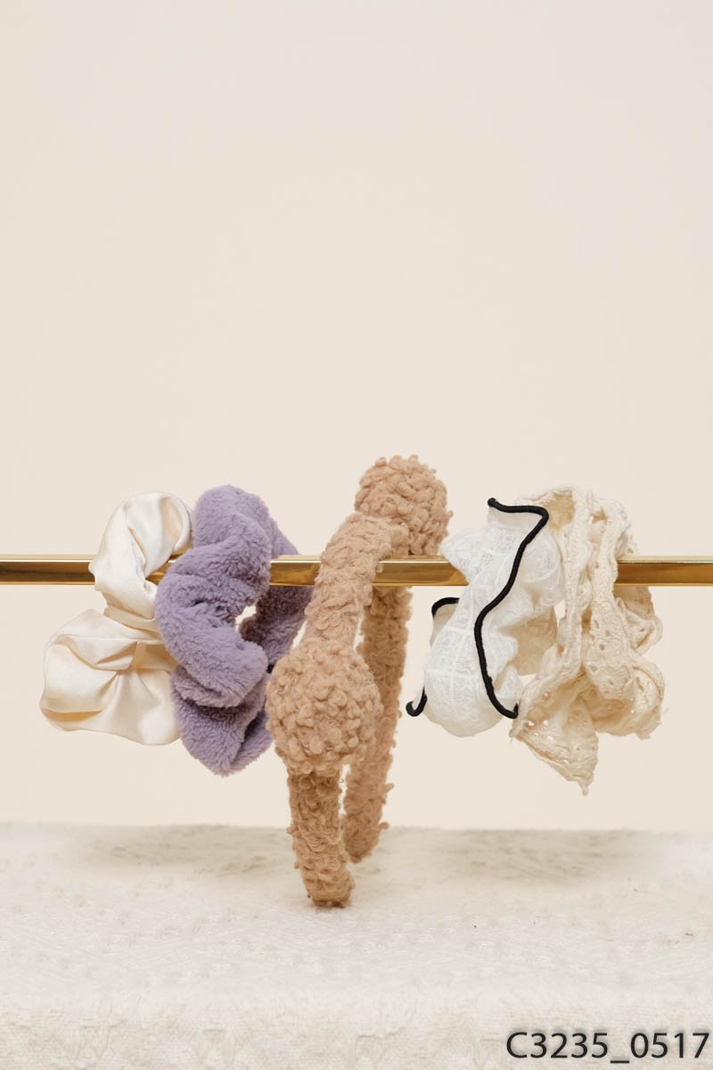 Set bờm gấu + 4 scrunchie