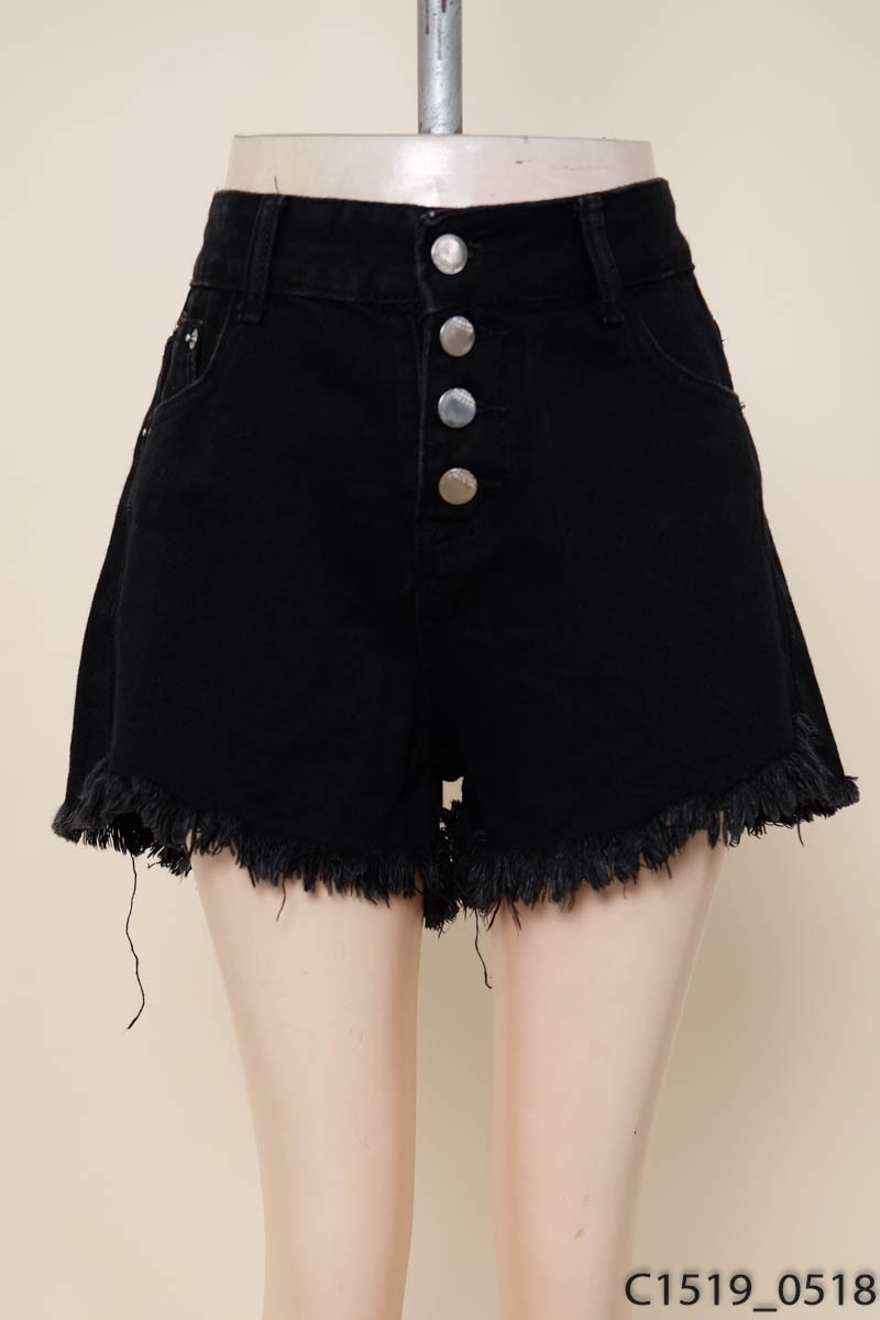 Quần jeans đen tua dua