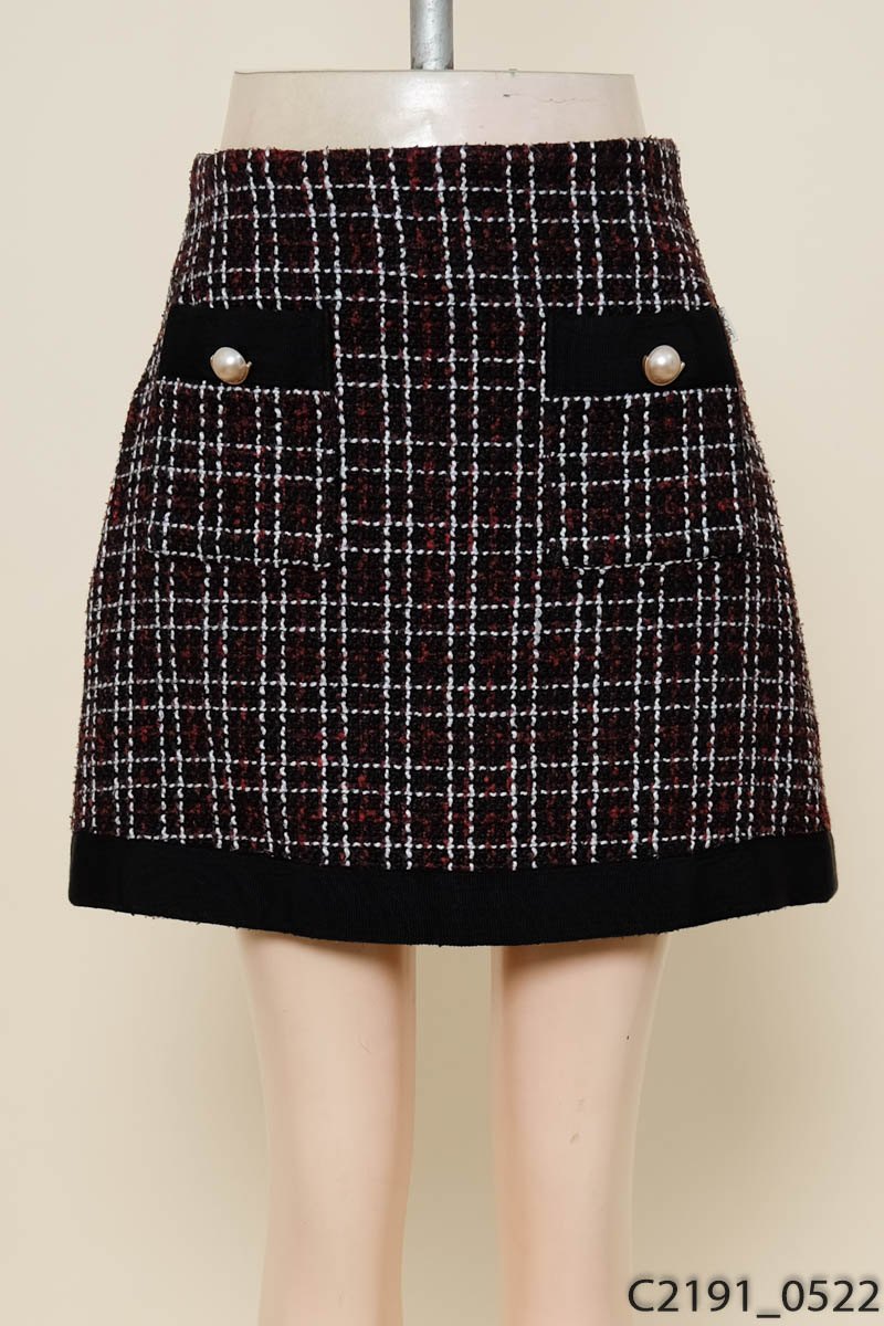 Chân váy đỏ đen D.Chic