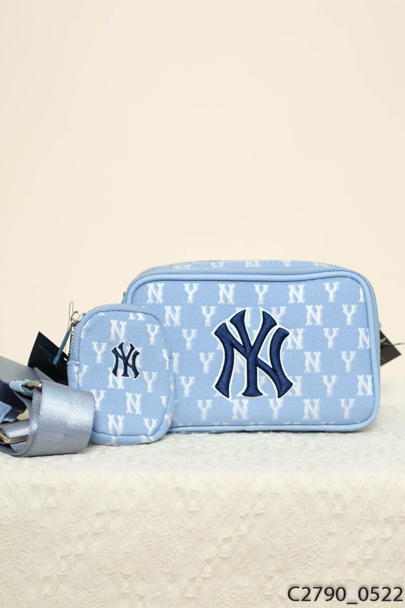 MLB- Túi hộp xanh thêu + ví mini New Tags