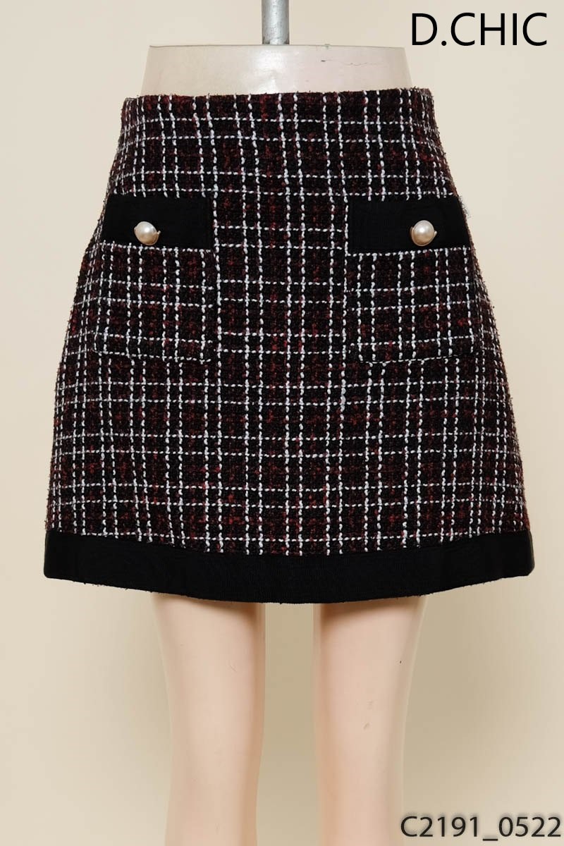 Chân váy đỏ đen D.Chic