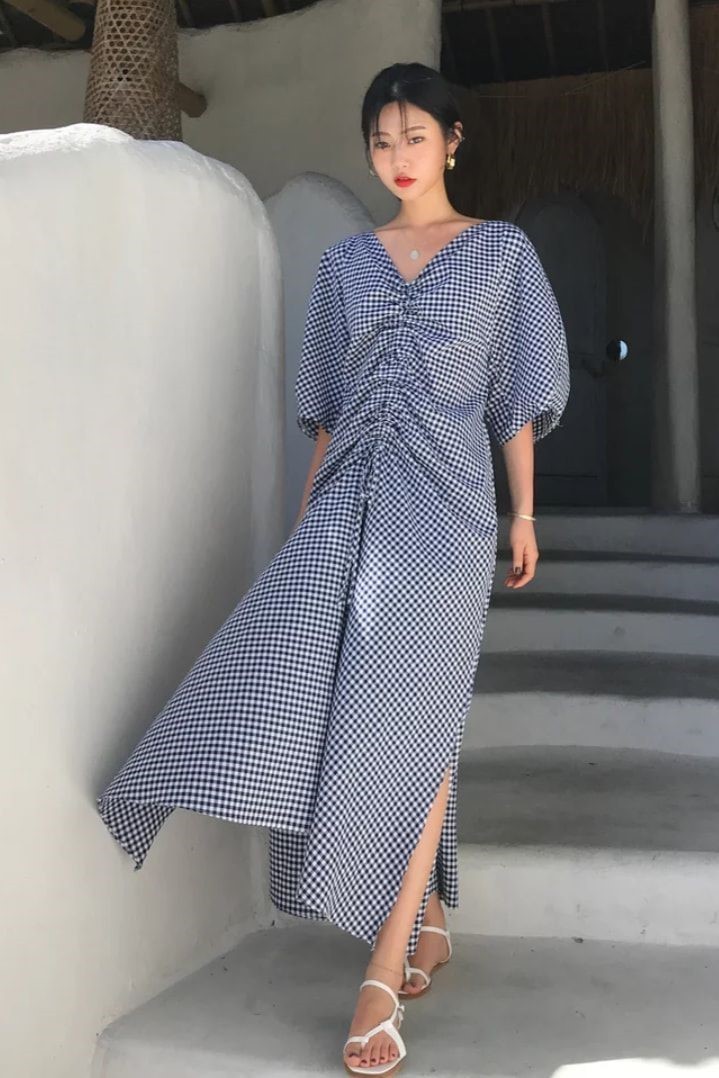 Đầm caro trắng đen