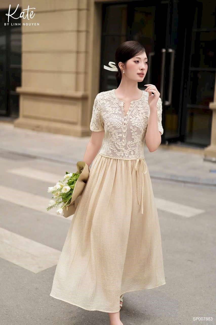 Đầm be cộc tay KATE by Linhnguyen