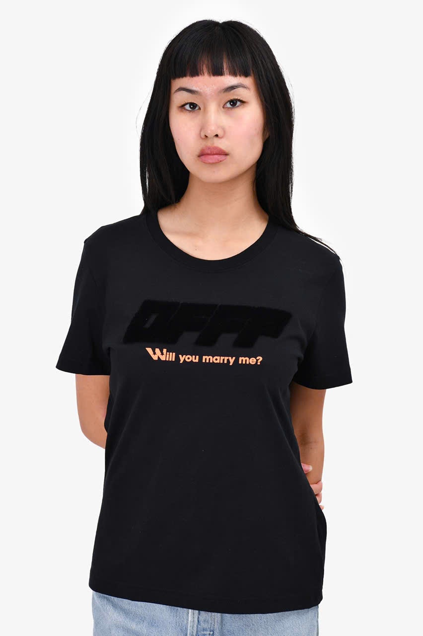 OFF WHITE - Áo đen cộc tay