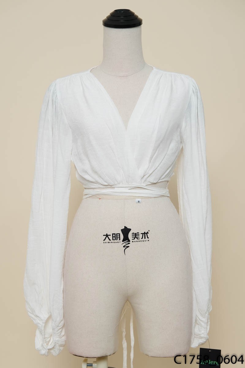 Áo trắng buộc dây eo