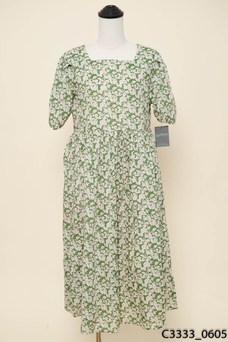 Đầm xanh hoa trắng New Tags