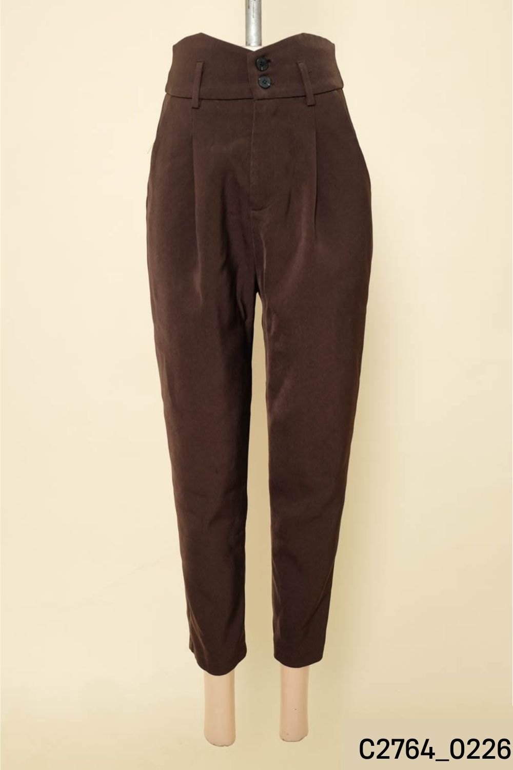 Quần baggy nâu cạp cao