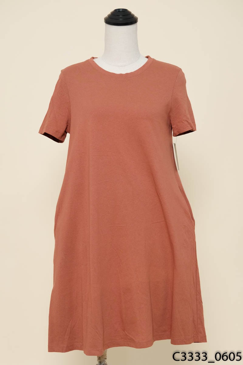 TOKYO BASIC- Đầm nâu cộc tay