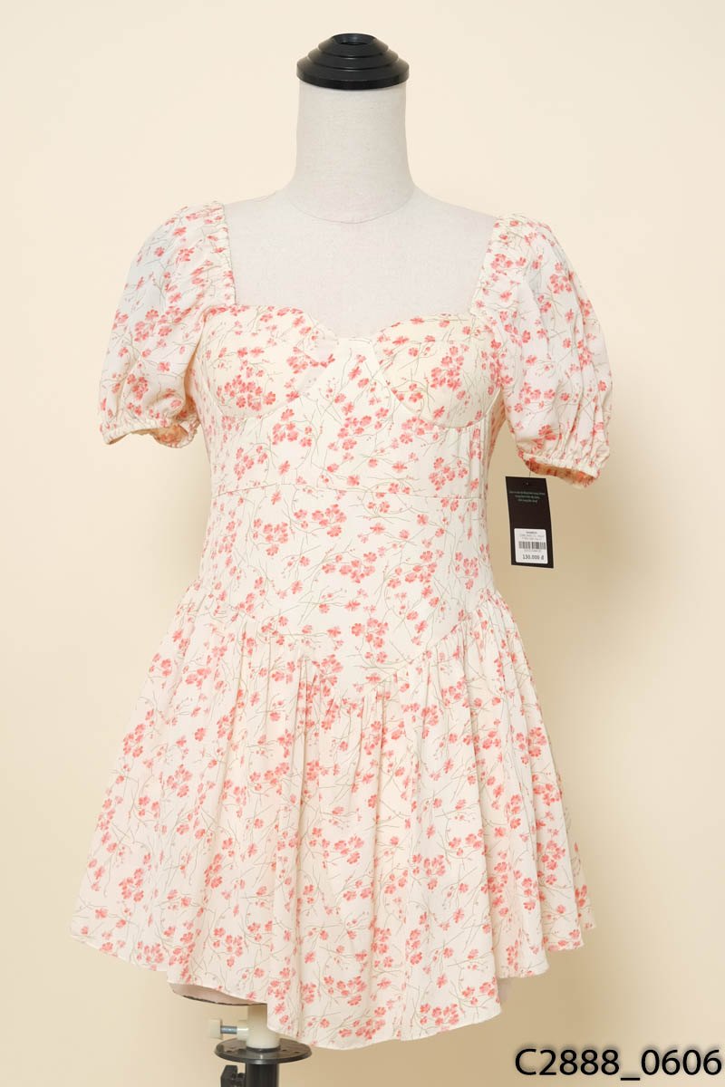 HALUU STORE- Đầm hoa nhí hồng