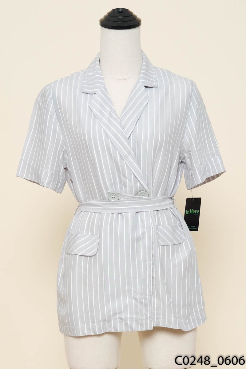VIEN TRAN DESIGN- Áo khoác sọc trắng New Tags