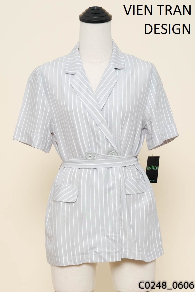 VIEN TRAN DESIGN- Áo khoác sọc trắng New Tags