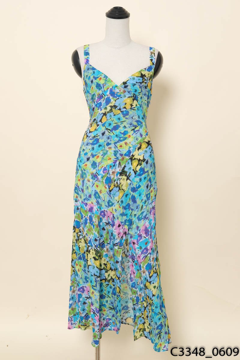 Đầm xanh hoa Zara New Tags