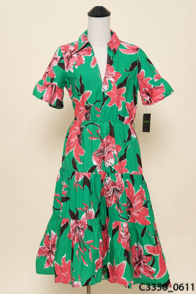 Đầm xanh hoa hồng Zara