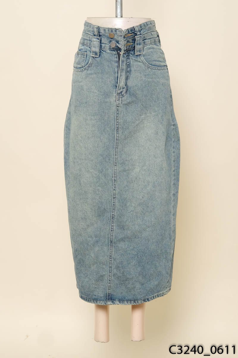 Chân váy jeans xanh phai
