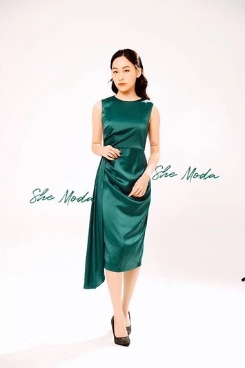 SHE MODA- Đầm xanh sát nách New Tags