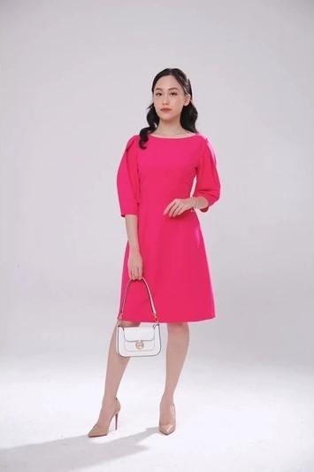 SHE MODA- Đầm hồng cánh sen New Tags