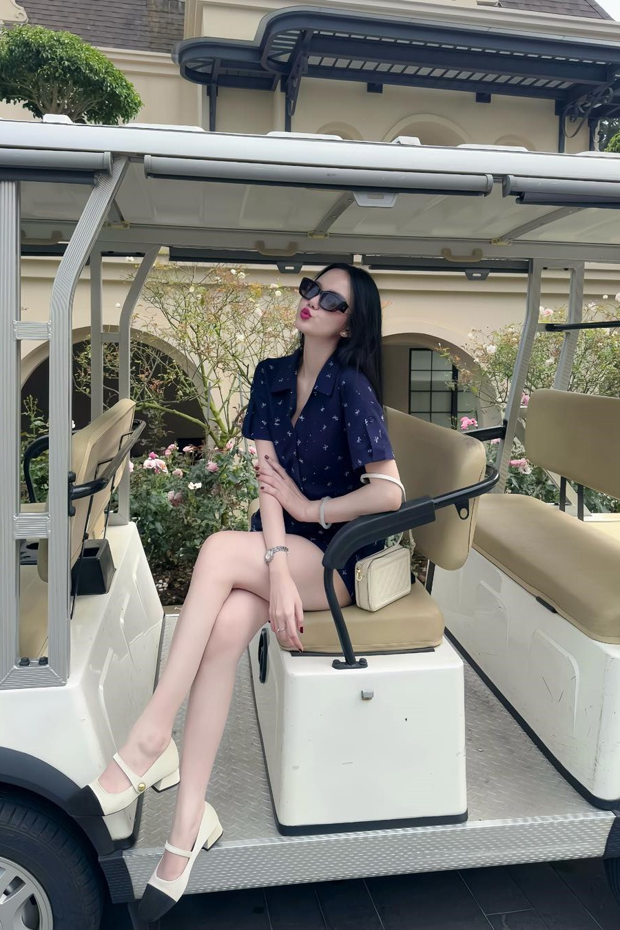 HAPPY LINEN- Jumpsuit xanh nơ trắng