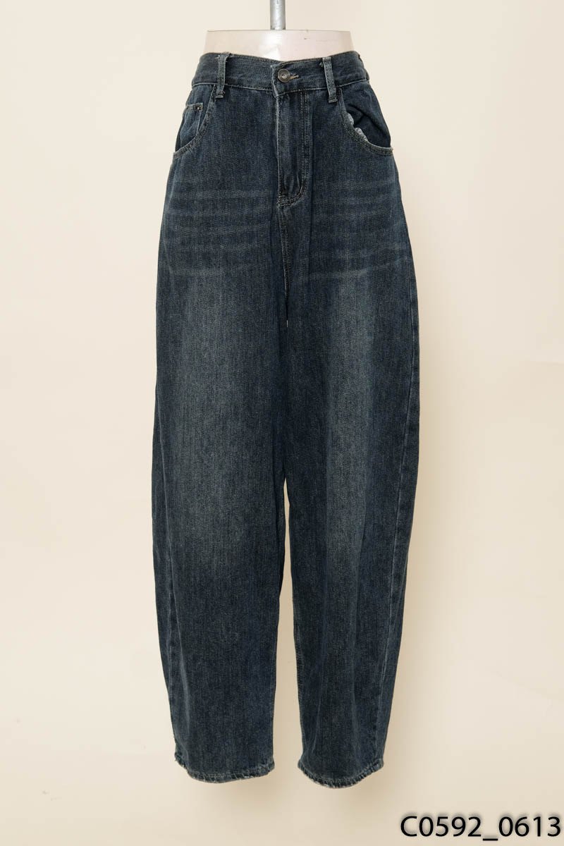 Quần jeans xanh ống rộng