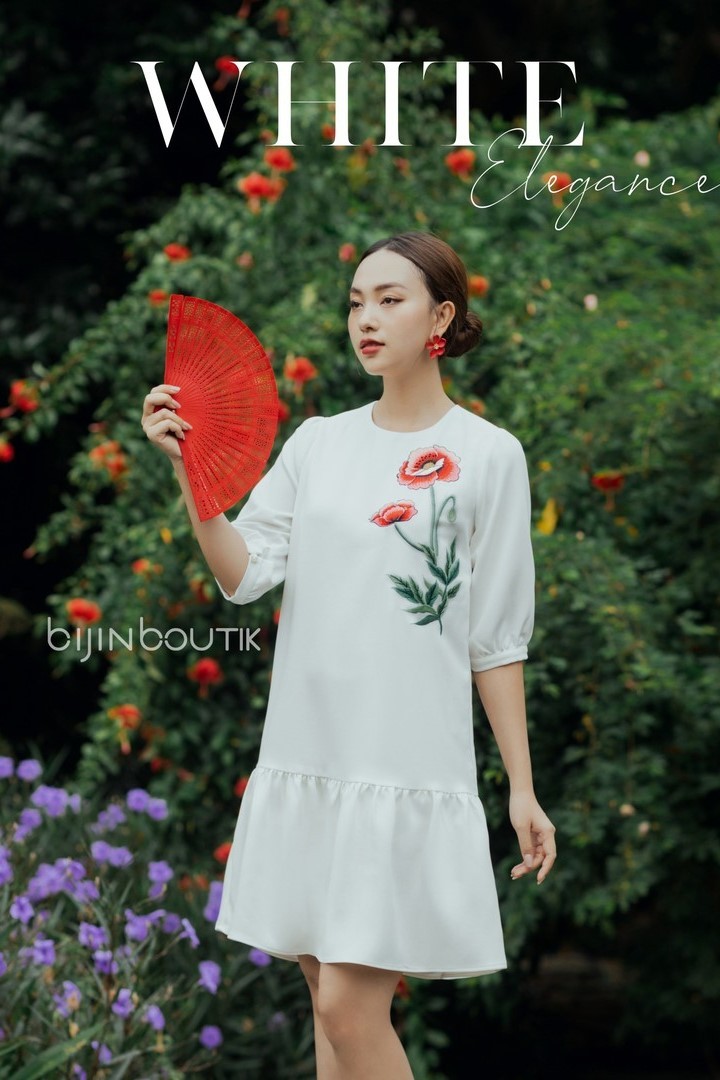 BIJIN BOUTIK - Đầm trắng thêu hoa New Tags