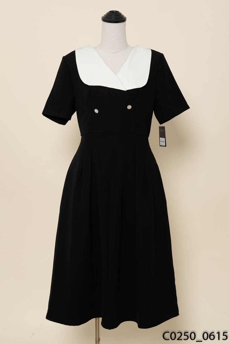 EVII- Đầm đen cổ trắng New Tags