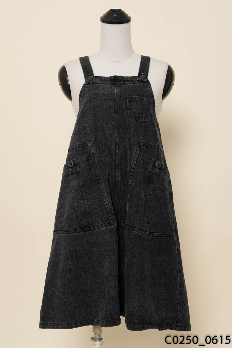 Đầm yếm jeans ghi