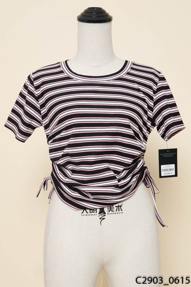 Áo sọc hồng đen trắng New Tags