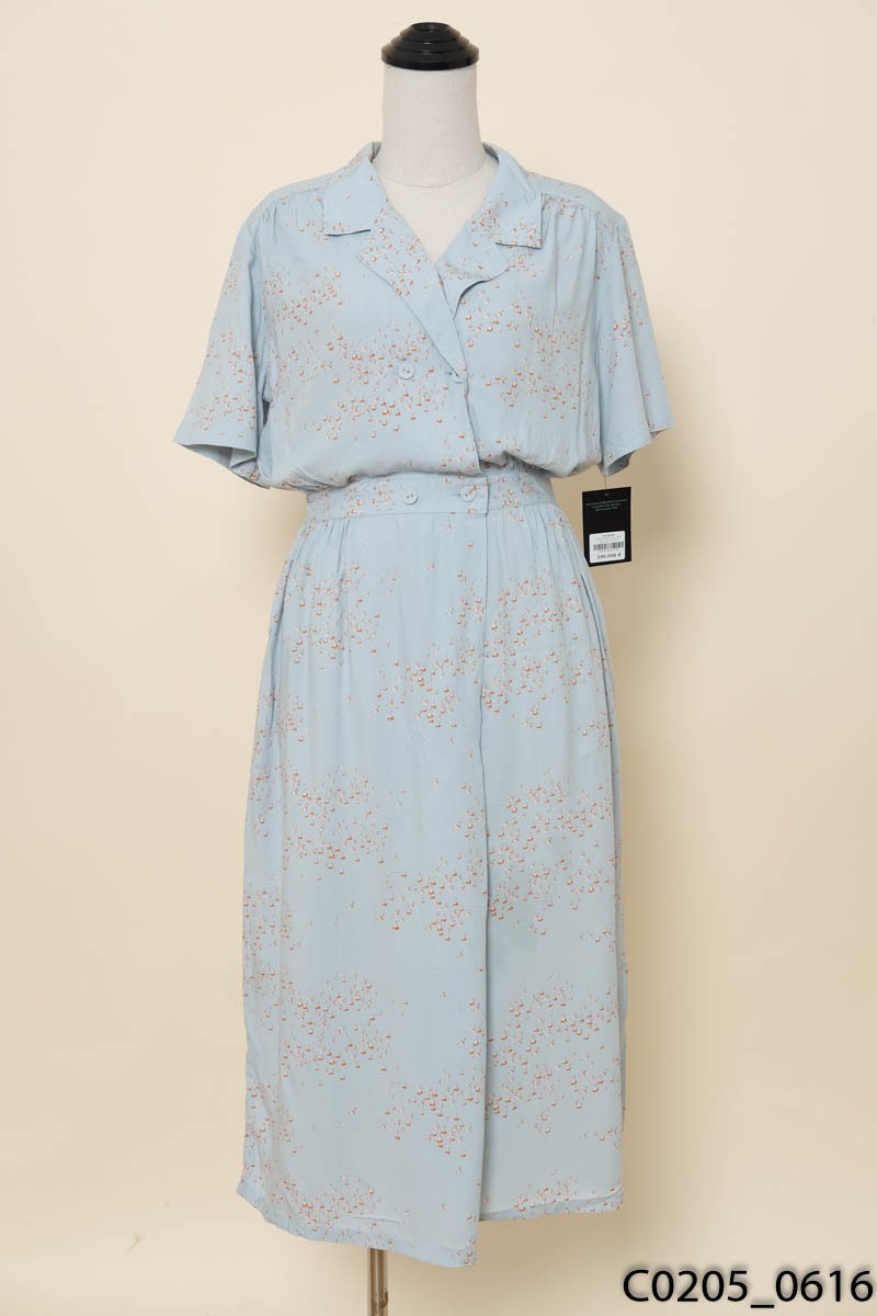 Đầm xanh họa tiết cam Uniqlo New Tags