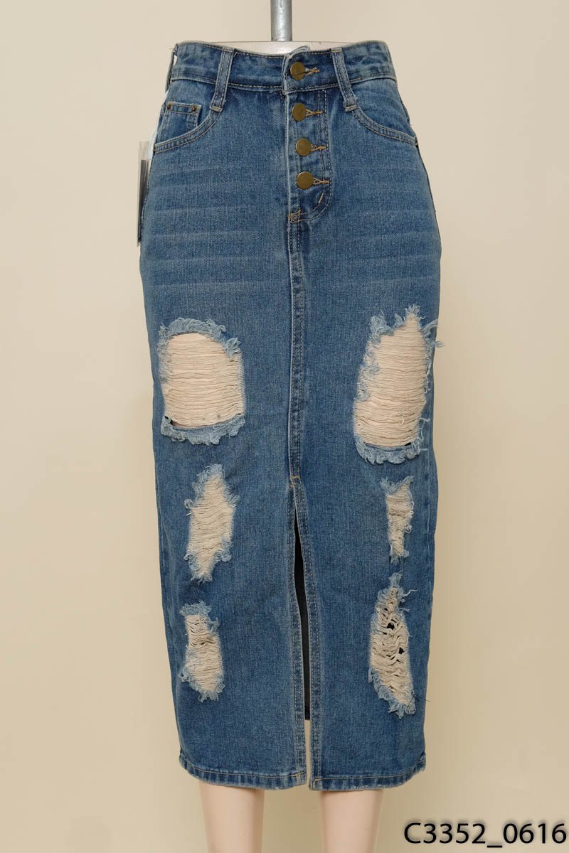 Chân váy jeans rách gối New Tags