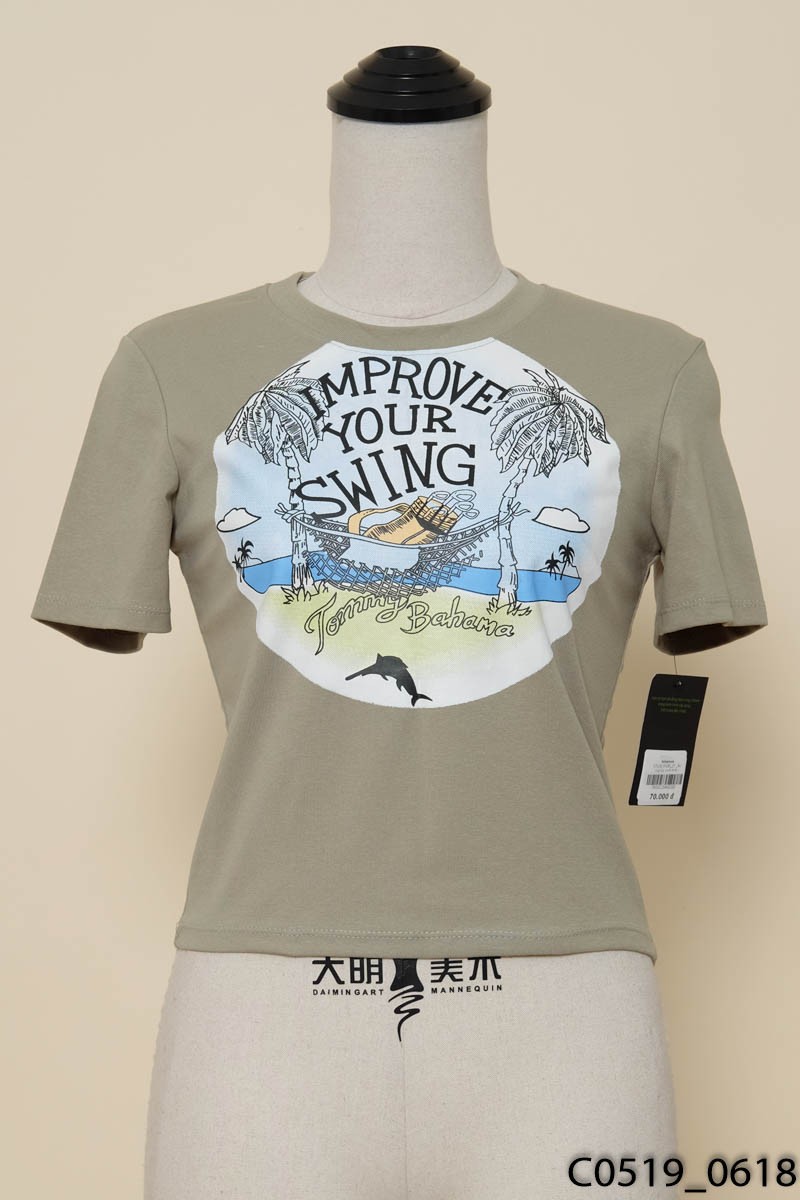 Áo croptop xanh hình