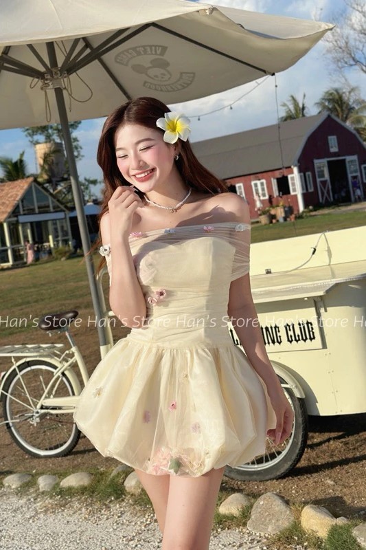 HAN'S STORE- Đầm be phối lưới New Tags