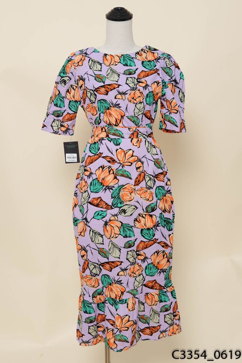 Đầm tím họa tiết New Tags
