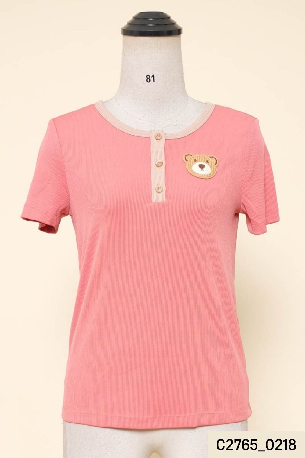 CARDINA- Áo hồng viền nâu New Tags