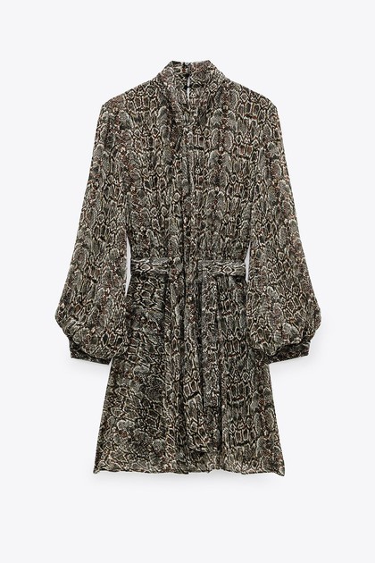 Đầm nâu họa tiết Zara