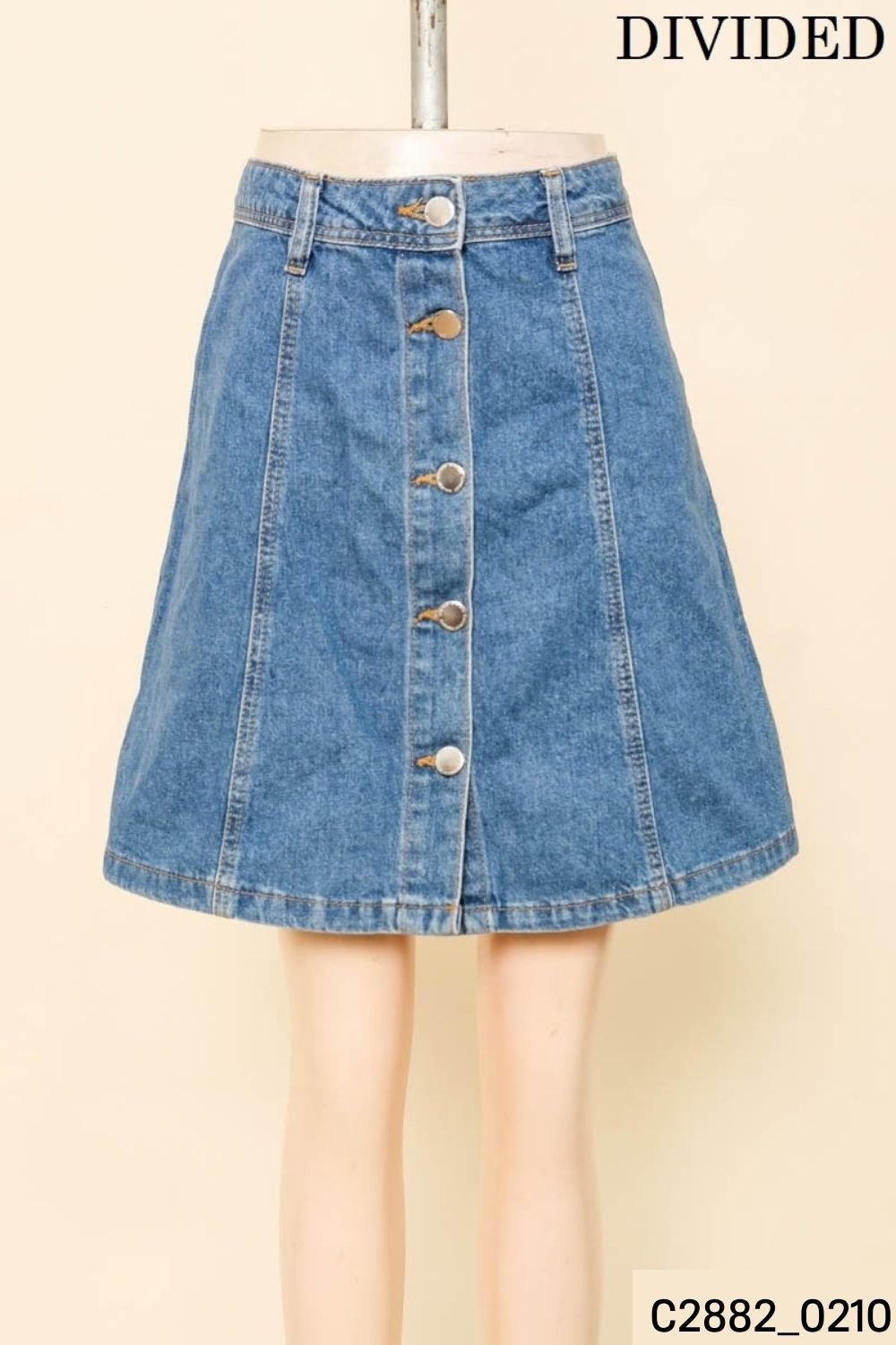 Chân váy jeans xanh cúc dọc Divided