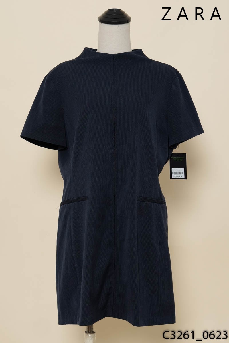 Đầm xanh túi trước Zara