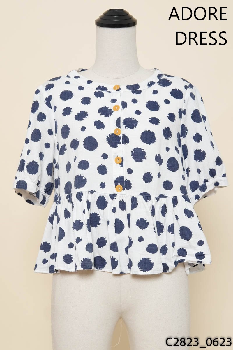 Áo trắng chấm xanh Adore Dress